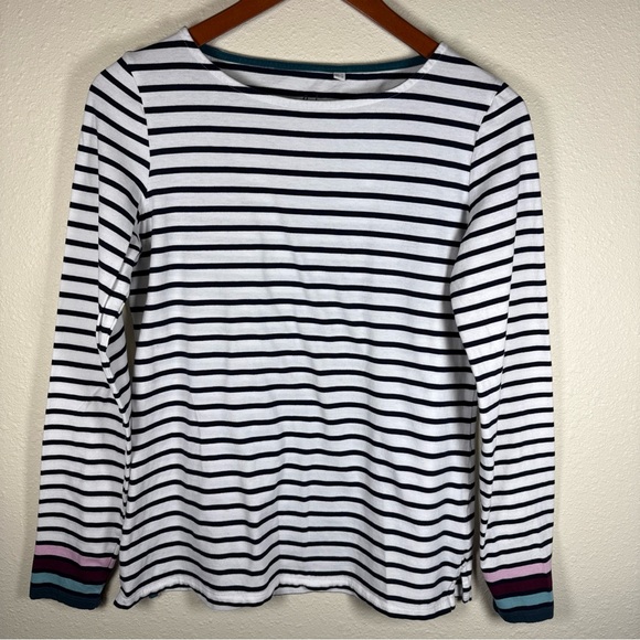 Boden Tops - Boden Stripes Ahead Of The Rest Black White Tee Womens 8